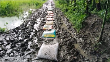 ফরাজগঞ্জ ইউনিয়ন বিএনপির নেতার ব্যক্তিগত অর্থায়নে রাস্তা মেরামত