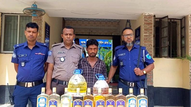 সালথায় ২০ লিটার দেশীয় মদ উদ্ধার, গ্রেপ্তার ১