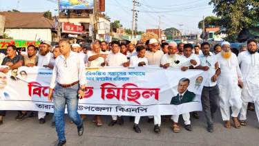 পরিকল্পিত সন্ত্রাসের প্রতিবাদে তারাকান্দায় বিএনপির বিক্ষোভ মিছিল