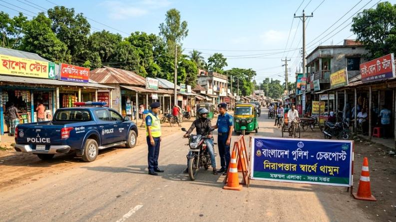 দোহারে পুলিশ চেকপোস্ট, যানজটে নাকাল উপজেলার প্রধান সড়ক