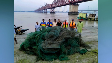 ভেড়ামারায় পদ্মা নদীতে ২ লাখ ২৪ হাজার টাকার নিষিদ্ধ জাল জব্দ